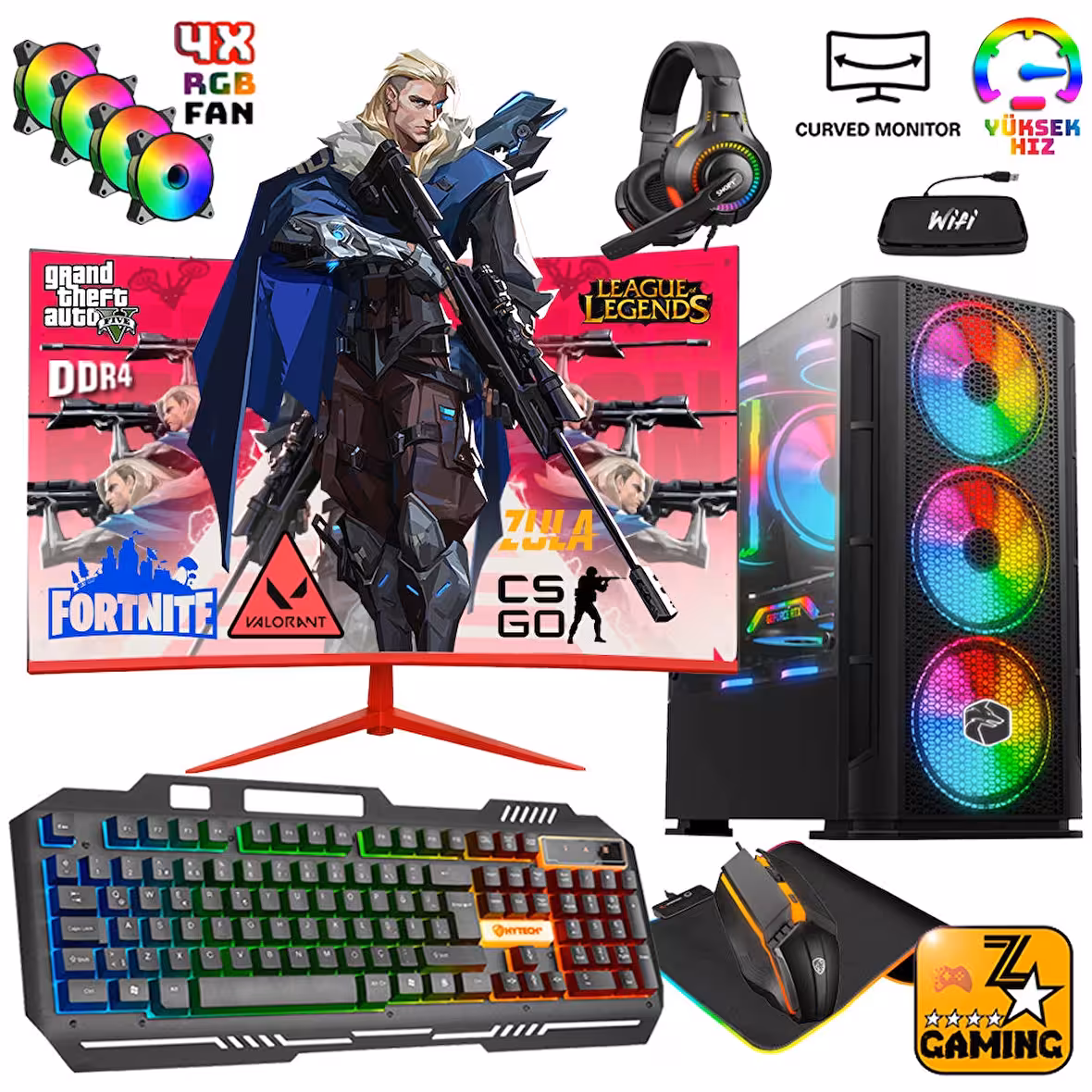 Zeiron Ironhide X80 Ryzen 5 5500 32GB Ram 1tb M.2 SSD RX580 8gb 23.8" Oyuncu Masaüstü Bilgisayar